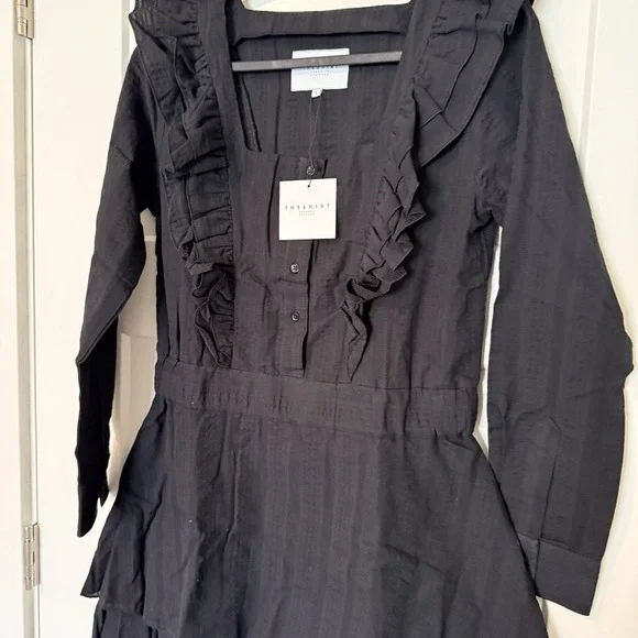 THESHIRT Rochelle Behrens Dress Women's Size Small Tiered Black Ruffle NWT - Picture 2 of 5
